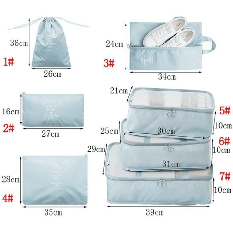 Kit 8 Bolsas Organizadoras Para Mala de Viagem | STORAGE BAG - [PAGUE 4 LEVE 8 - SUPER PROMOÇÃO POR TEMPO LIMITADO]